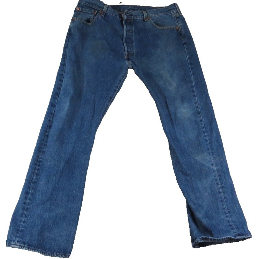 Levis 501 Men 36x30 Blue Denim Jeans Medium Wash Button Fly Regular Straight GUC
